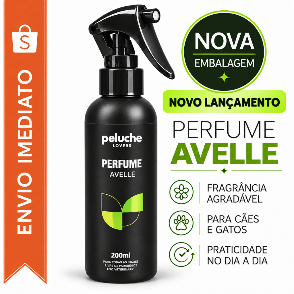 Perfume Premium Pet Peluche Avelle 200ml para Cachorro e Gato – Máxima Fixação