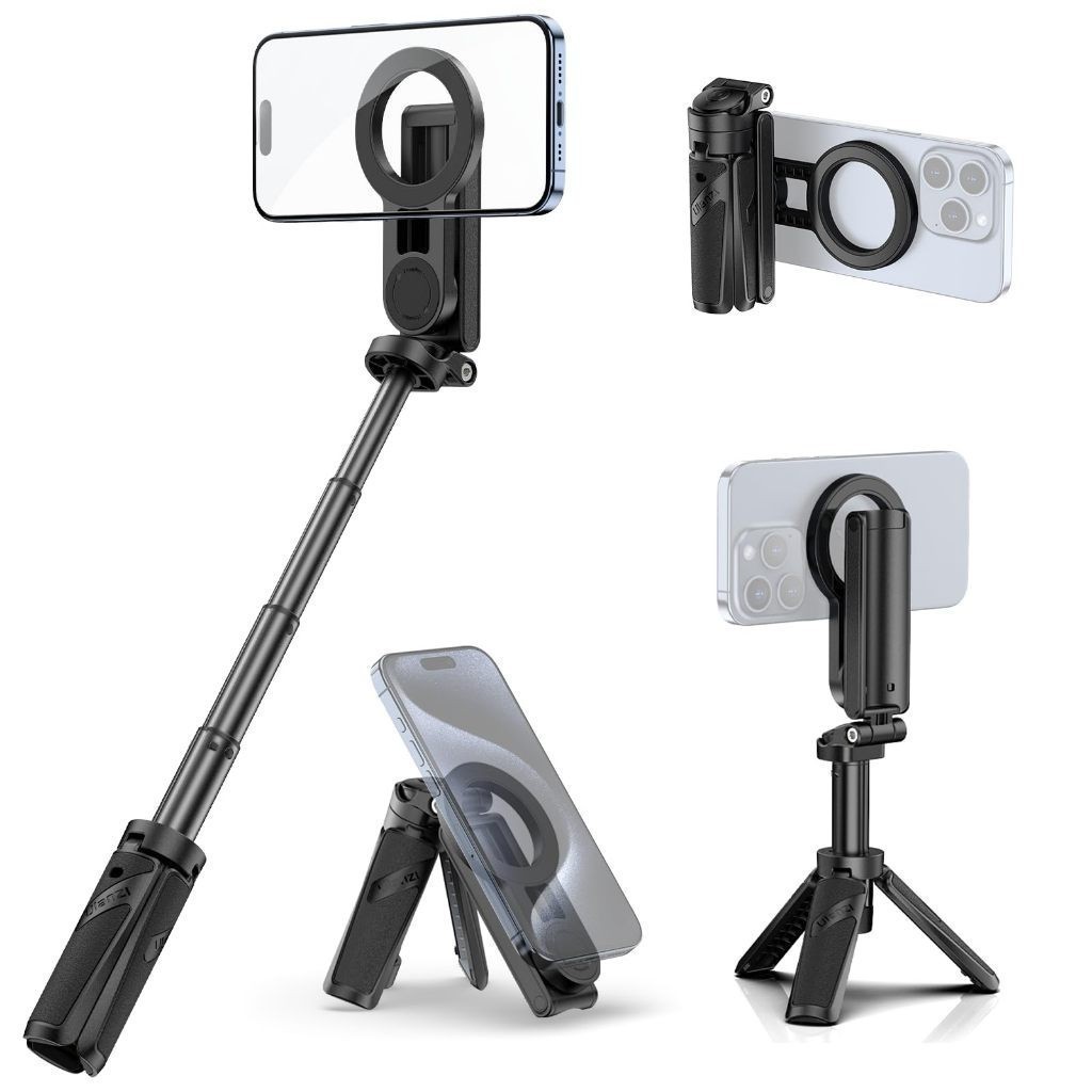 ULANZI JJ03 Tripé Magnético + Alça Selfie 3 em 1, 360° Extensível, para iPhone/Android