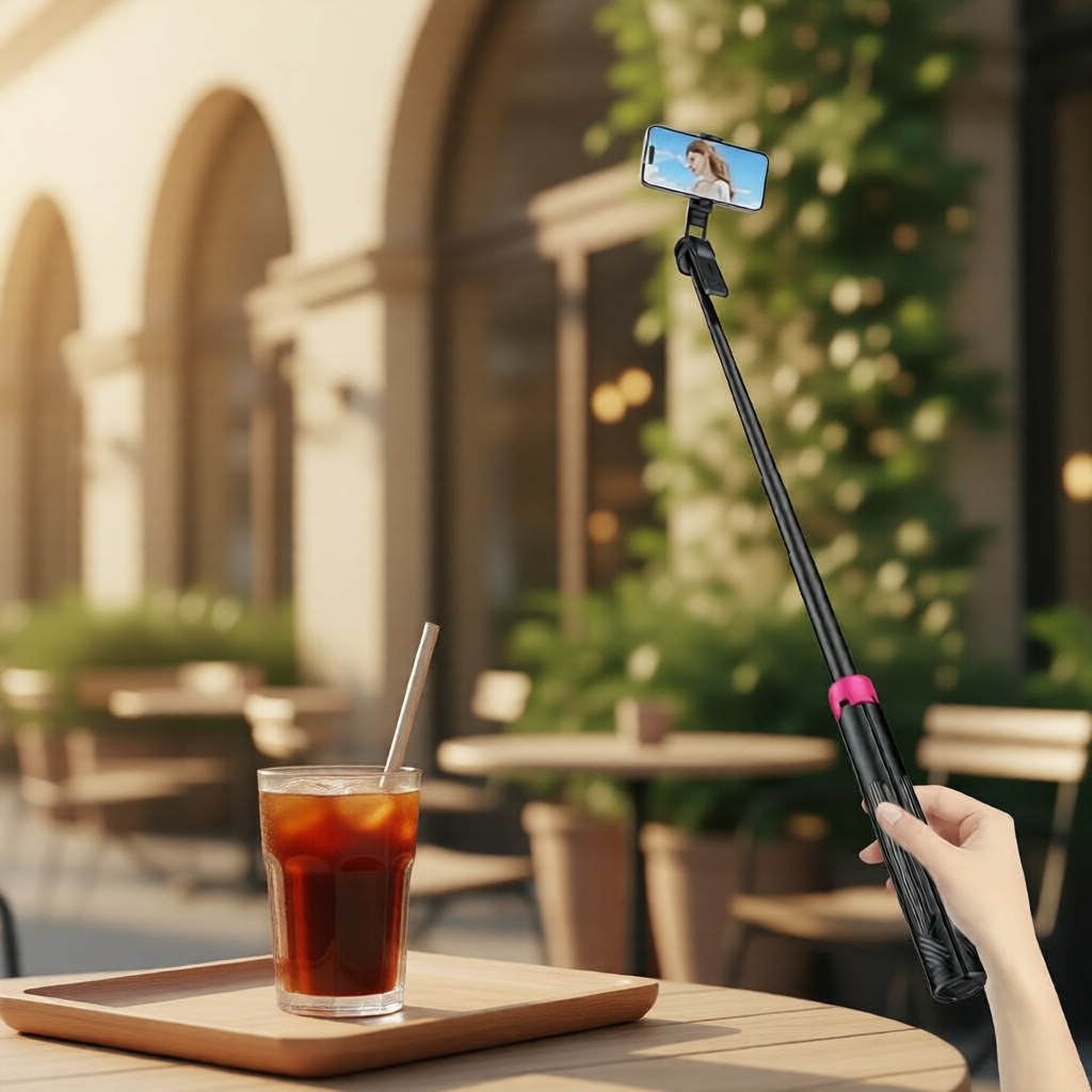 Bastão de selfie tudo em um com tripé e controle remoto sem fio, suporte extensível para celular iPhone e Android para