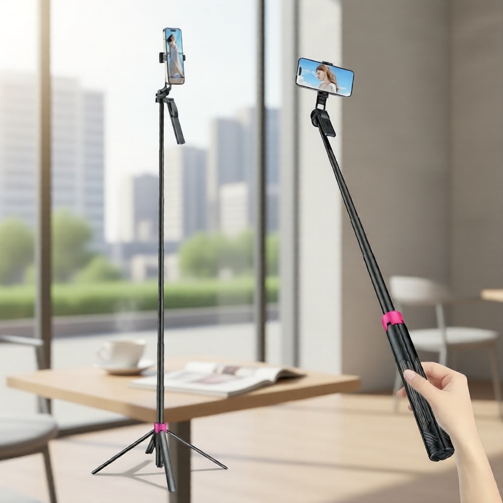 Bastão de selfie remoto sem fio e tripé, suporte extensível para iPhone e Android para viagens