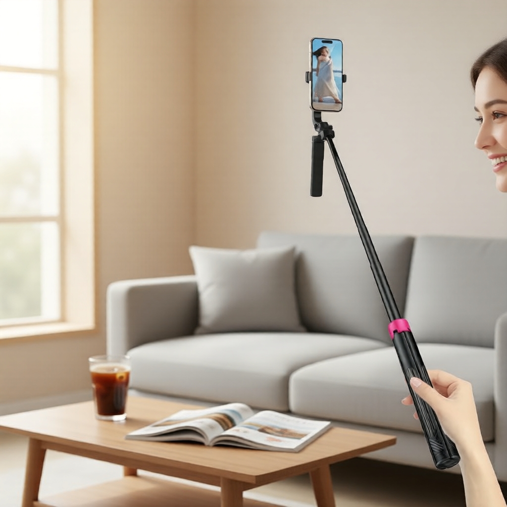 Bastão de selfie remoto sem fio e tripé, suporte telescópico multifuncional para celular para iPhone e Android em