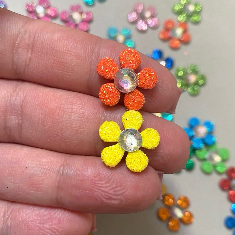 Mini Adesivo Pet Flor com Strass 1,5 cm
