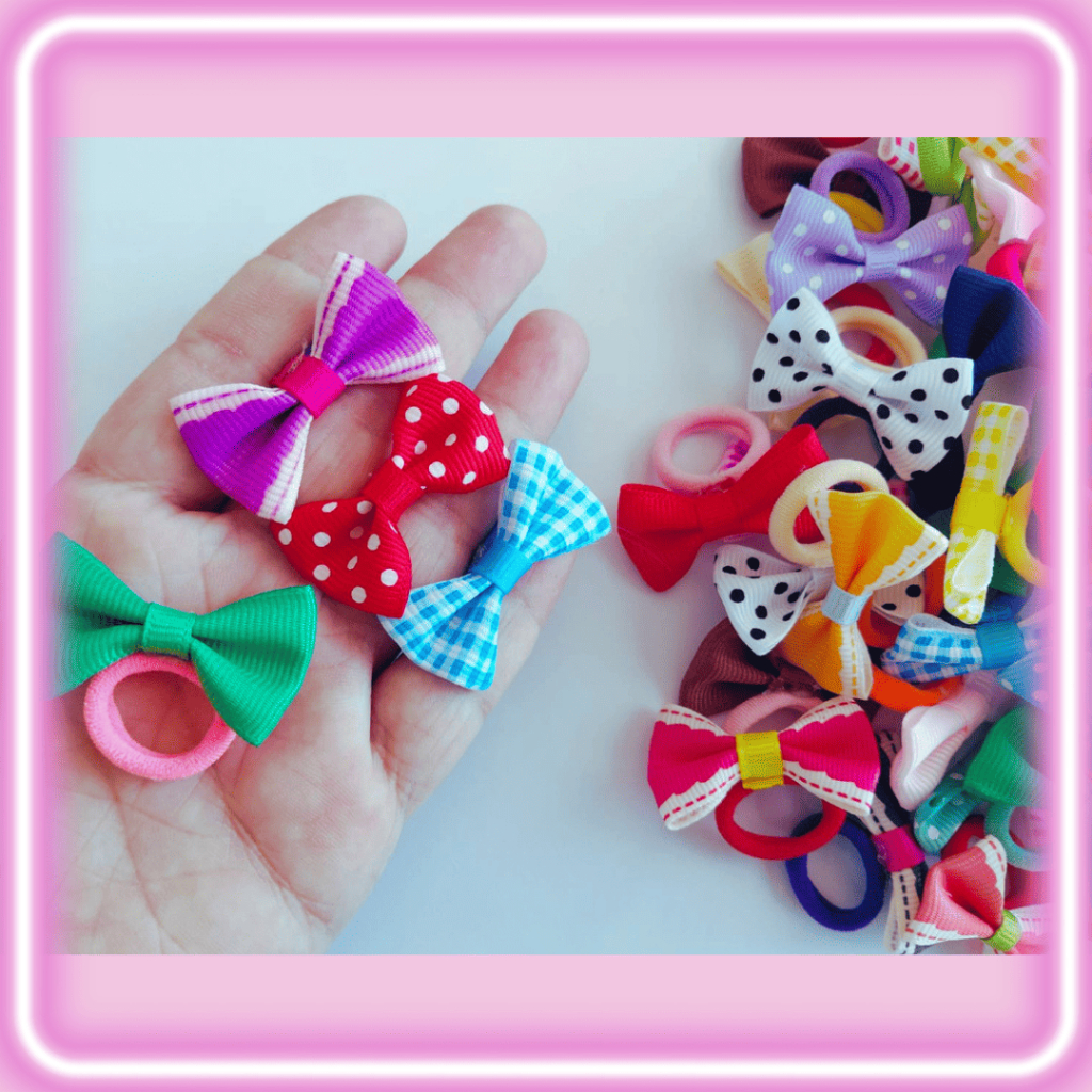 10 Mini Laço com xuxinha Pet - Penteados banho e tosa - Sortido