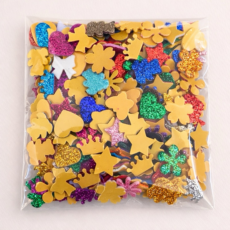 250 Mini Adesivo Pet em EVA com Glitter 1,5cm para Banho e Tosa