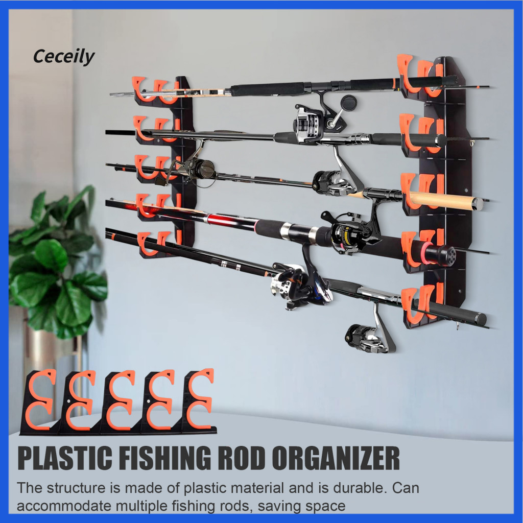 Tpu Coated Fishing Rod Holder Long-lasting Hanger 1/2/3 Sets Wall Mount with Screws – Garage Pole Rack Organizer Stand