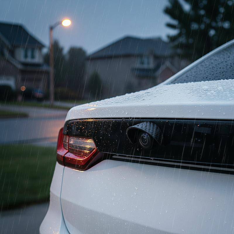 qo Câmera De Visão Traseira Do Carro Capa Chuva À Prova Dwaterproof Água Sun Sombra Resistente A UV Sem Resíduos Adesivo
