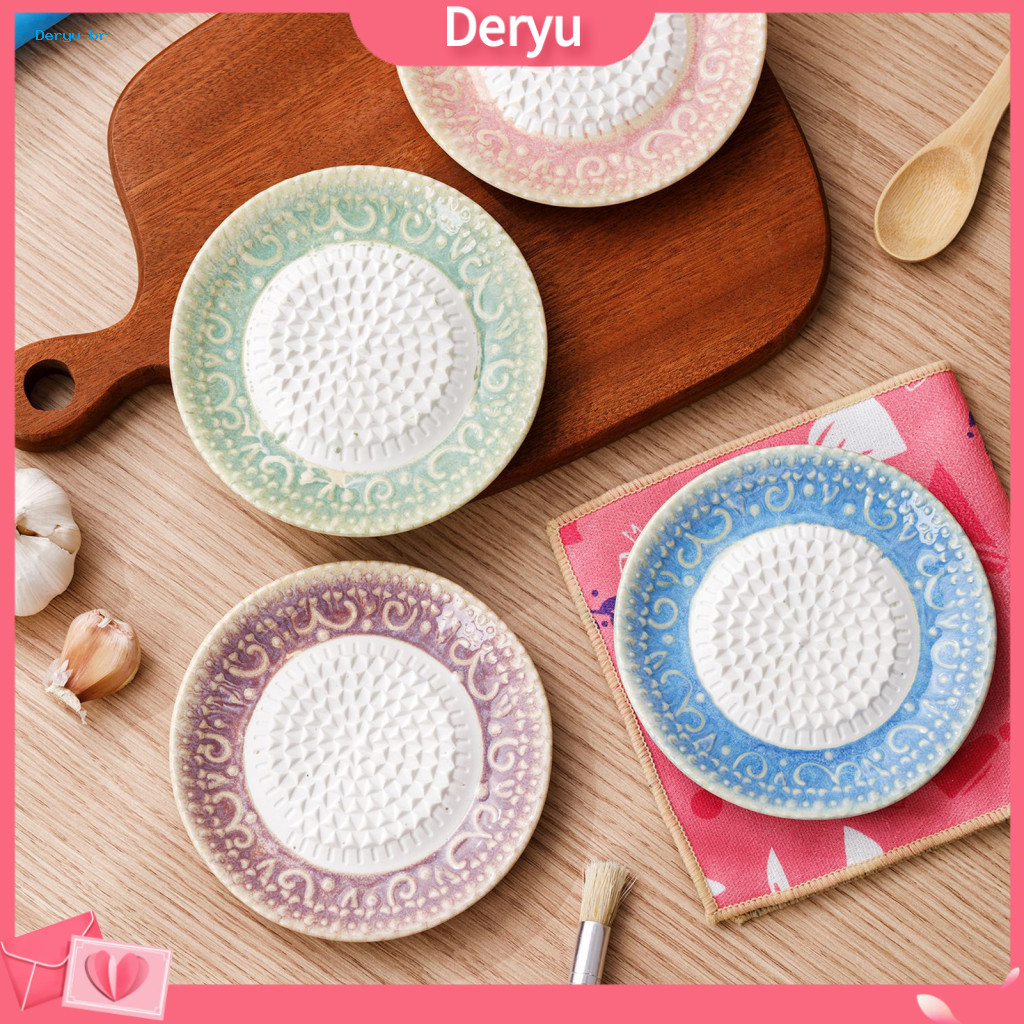 Baby Complementary Food Grinder Ginger Grinding Tool Ceramic Garlic Grater Plate Embossed Dish for Wasabi Cheese Chocola