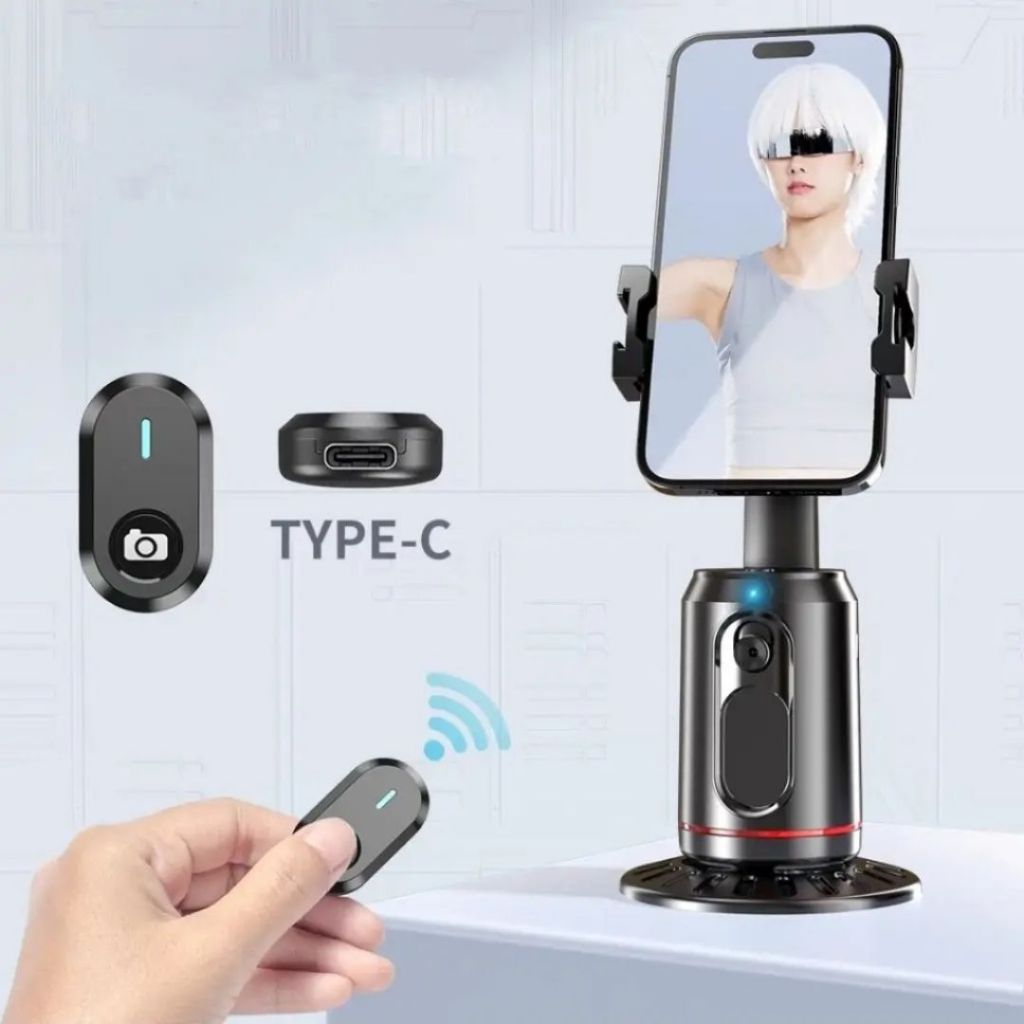 Selfie Stick Tripod 360° AutoFace Tracking,Pan-Tilt,controlador destacável para transmissão ao vivo e selfie