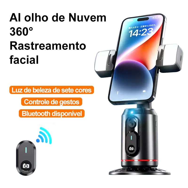 Selfie Stick Tripod 360° AutoFace Tracking,Pan-Tilt,controlador destacável para transmissão ao vivo e selfie Q02