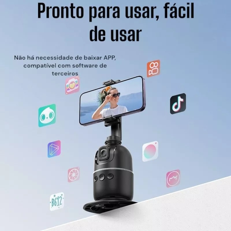 Selfie Stick Tripod 360° AutoFace Tracking,Pan-Tilt,controlador destacável para transmissão ao vivo