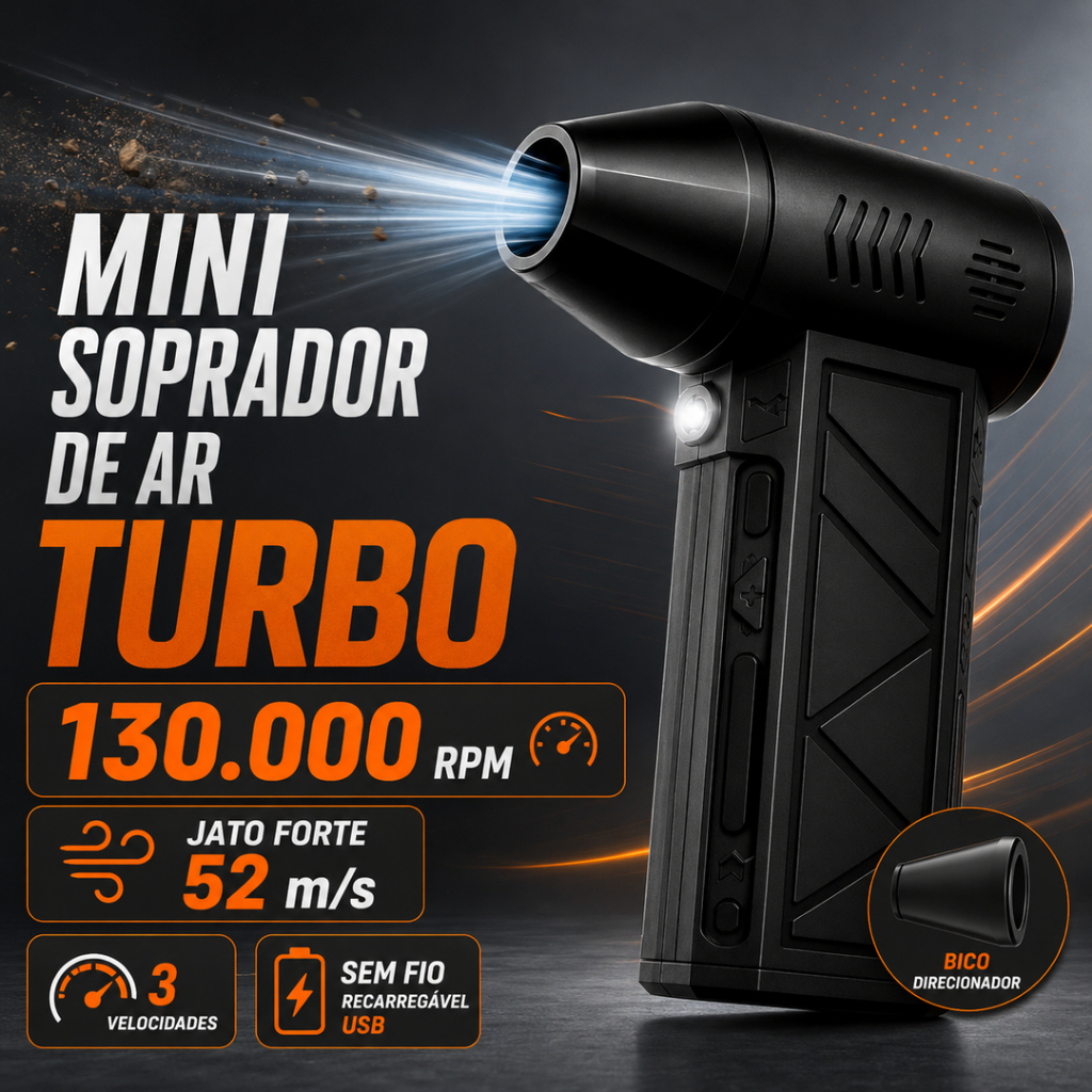 Mini Soprador de Ar Turbo Sem Fio 130000RPM Jato Forte Limpa Teclado PC Carro Notebook
