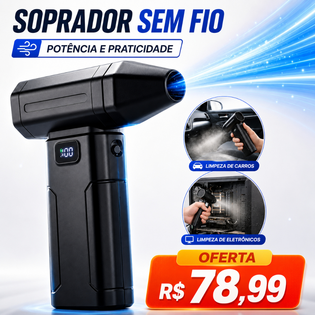 Kit Mini Soprador Ar Turbo Jato 130000 Rpm  Portátil 5 Vezes Mais Potente Computador Churrasqueira
