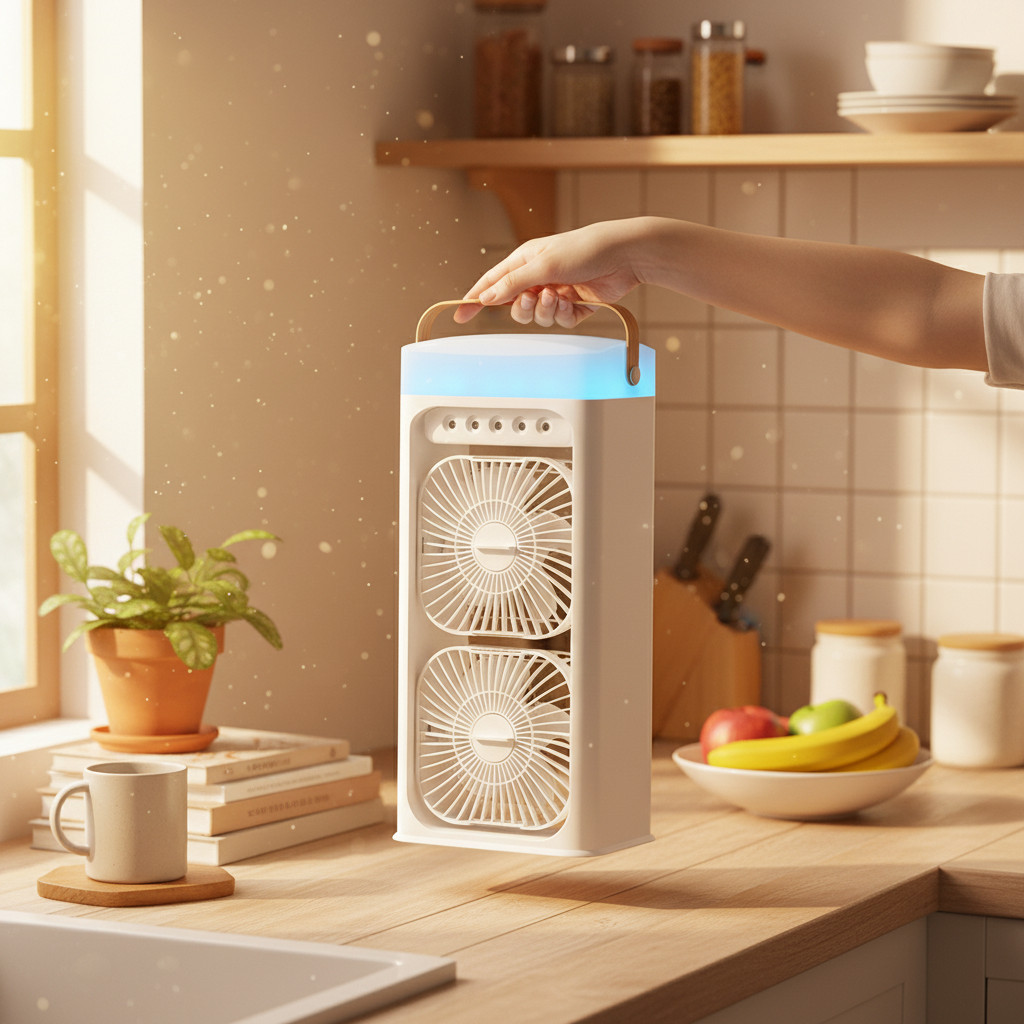 Ventilador Portátil Duplo Silencioso com USB Ideal para Uso Doméstico Escritório ou Outdoor