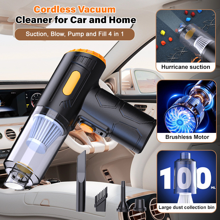 [Limpeza Portátil]【Multiuso 4 Em 1】[Sem Fio Multiuso] Aspirador Para Carro Sem Fio/Wireless/Portátil/Limpeza Eficiente