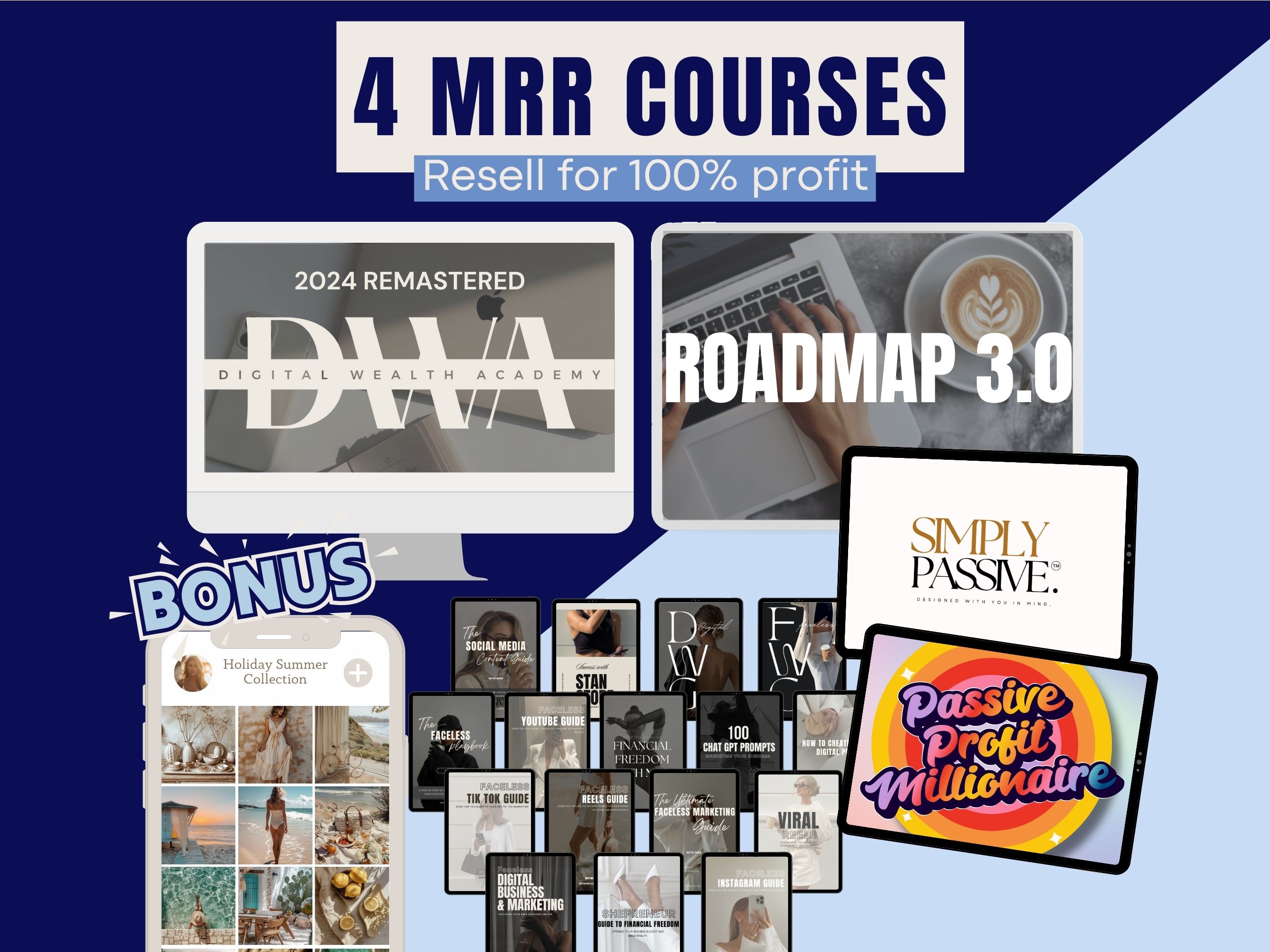 Digital Wealth Academy DWA Remastered, Roadmap 3.0, Roadmap The Riches Course, Simply Passive Course and Passive Profit Millionare Course, 4 Courses with MRR