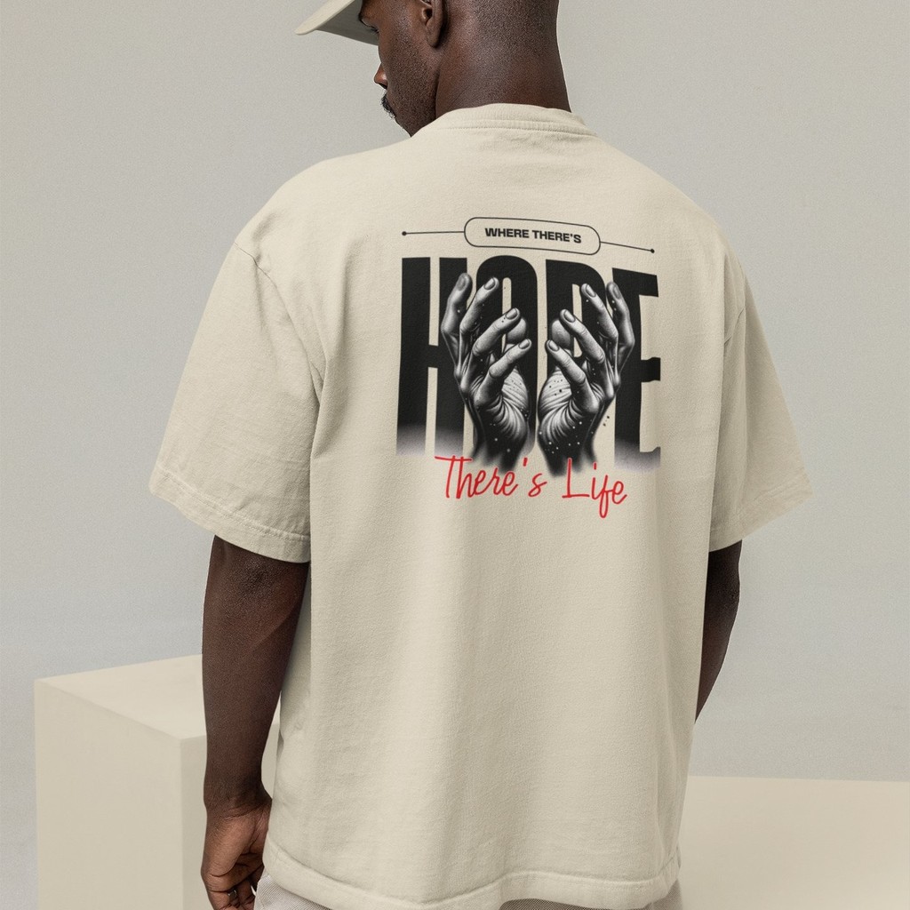 Camiseta Oversized Plus Size Cristã Católica Gola Alta Streetwear Algodão HOPE 410