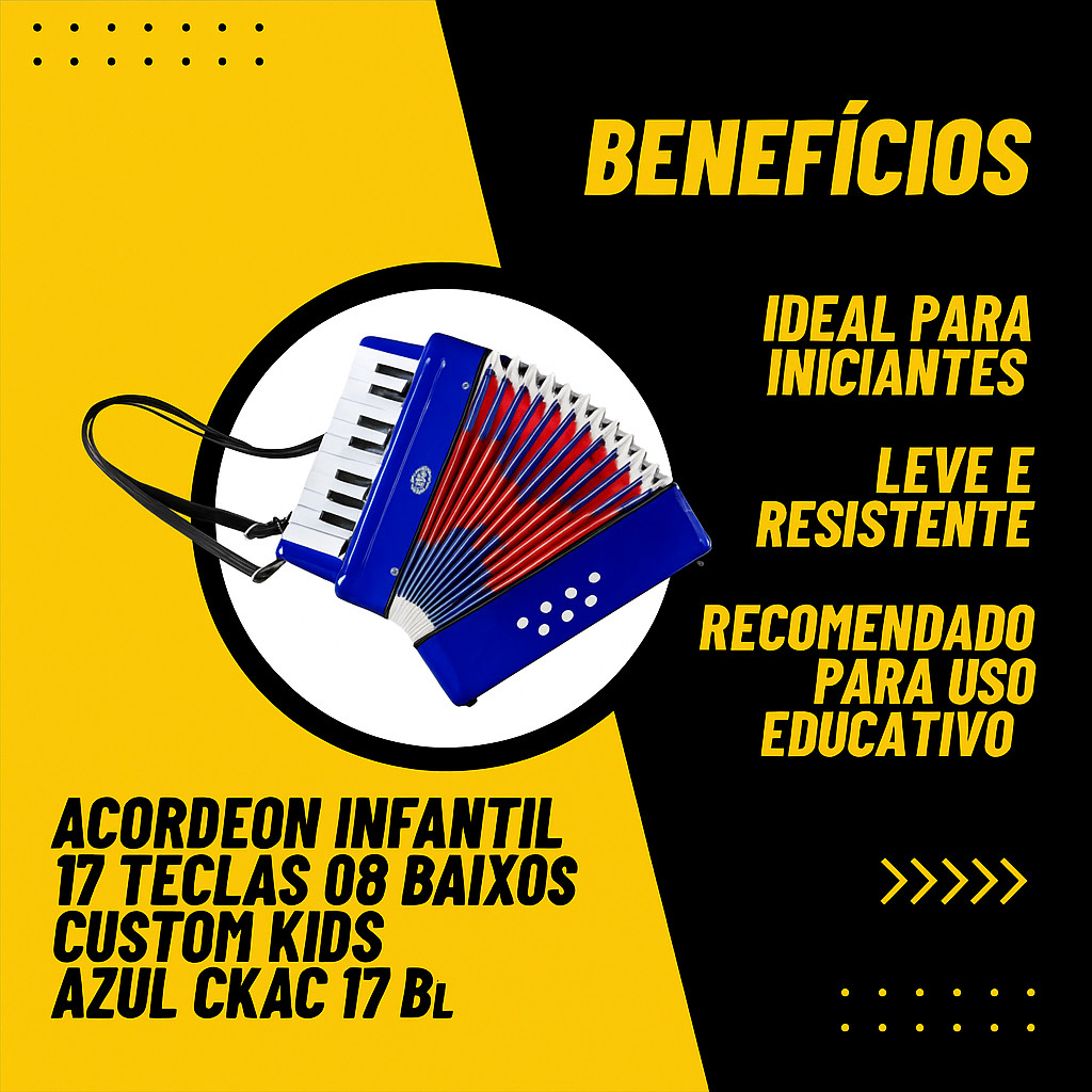 Acordeon Infantil 17 Teclas 08 Baixos Custom Kids Ckac 17