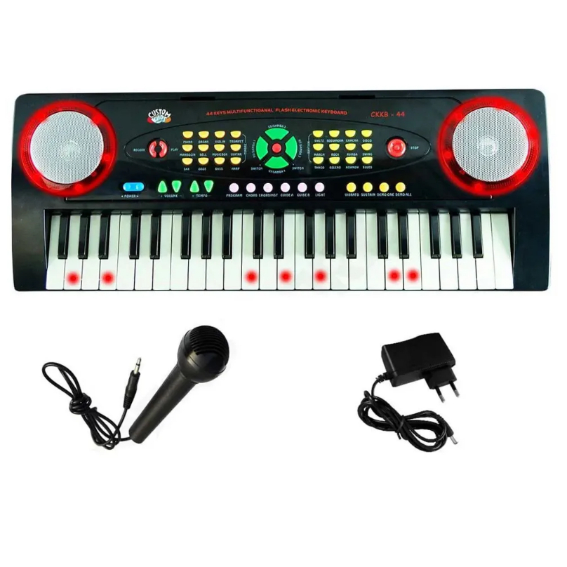 Teclado Infantil Custom Kids Ckkb 44 Preto Microfone Com Fio 110V/220V