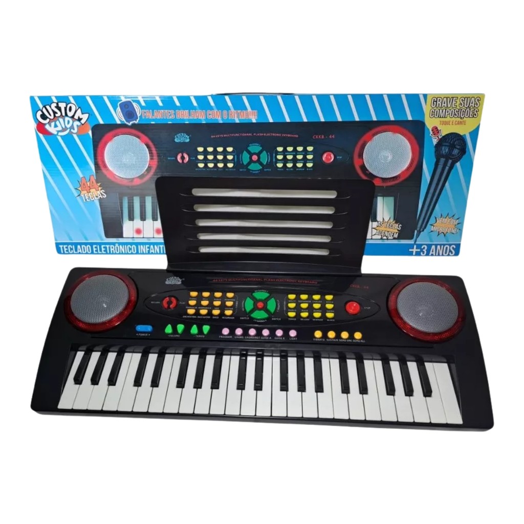 Teclado Infantil Custom Kids Preto Microfone C/ Fio