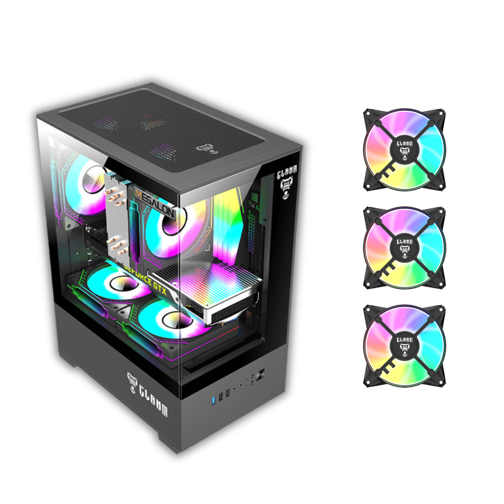 Gabinete Gamer Night Megalon Vidro Rgb + 3 Fans ARGB Clanm