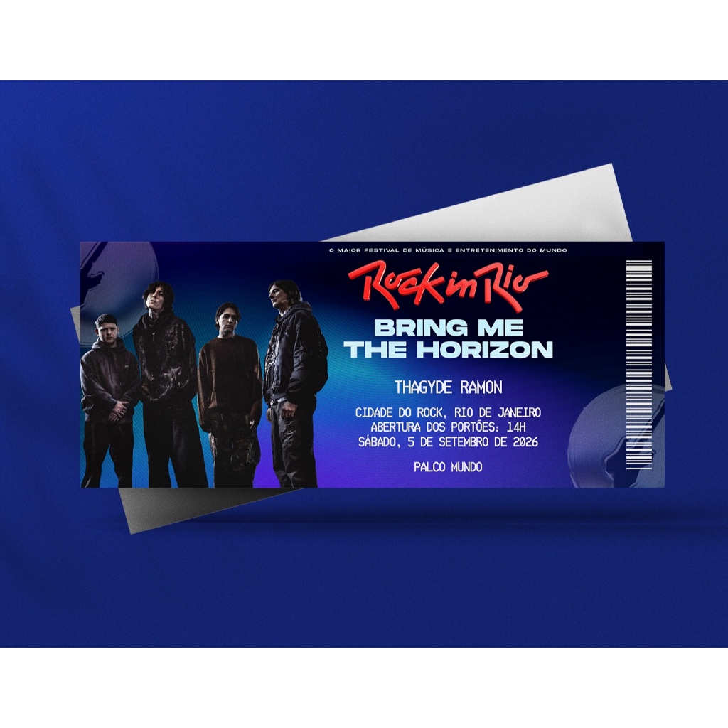 Ingresso Holográfico Personalizado Bring Me The Horizon - Rock in Rio 2026