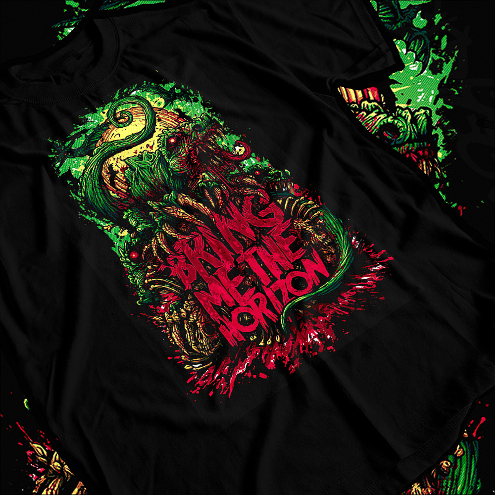 Camisa Camiseta Basica Banda de Rock Bring Me The Horizon vintage em algodao Unissex retro