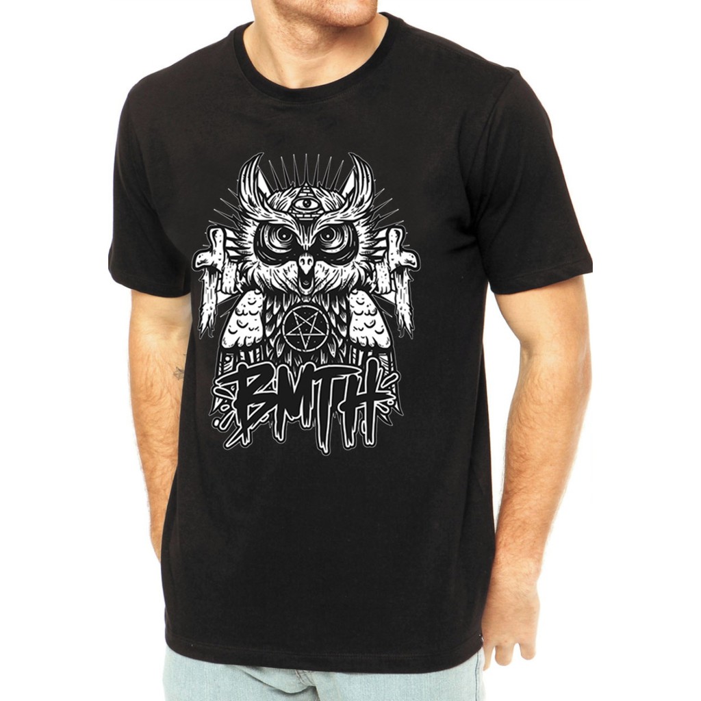 Camisa de rock camiseta preta banda Bring Me The Horizon malha 100% algodão disponível feminina e masculina todos os tamanhos disponíveis