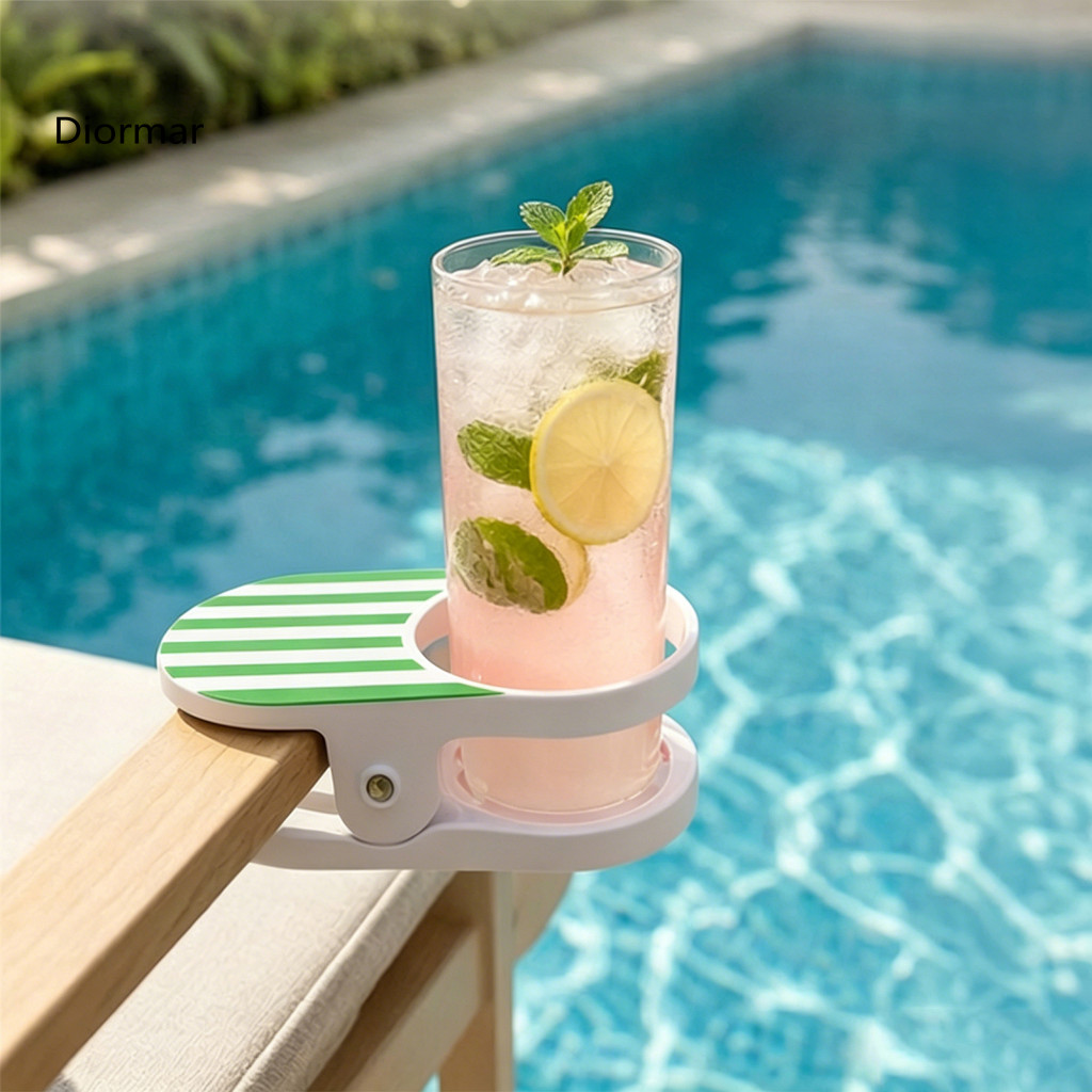 Portable Cup Holder Car Beverage Clip-on Drink for Chair – Outdoor for Beach Patio Pool Cruise Striped Clamp-on for Ea