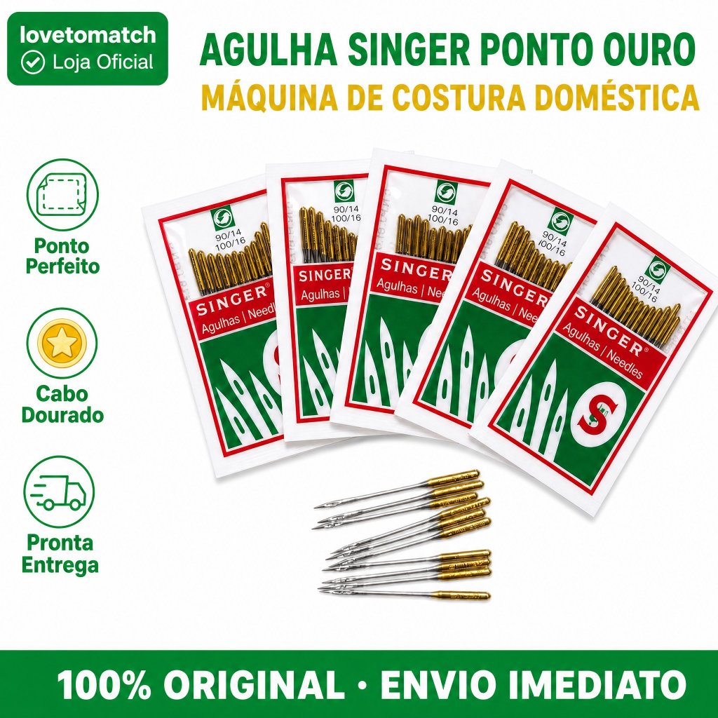 Agulha Singer Domestica Original 2020 HAX1 130/705H Cartela 10un Pronta Entrega P/ Maquina Brother Janome Elgin
