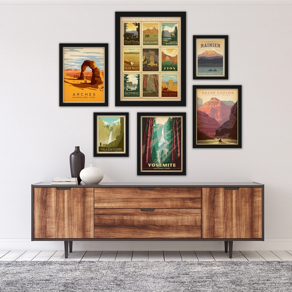 Conjunto 6 Quadros Placas Decorativas Retro Para Sua Casa Pôster Viagens Vintage