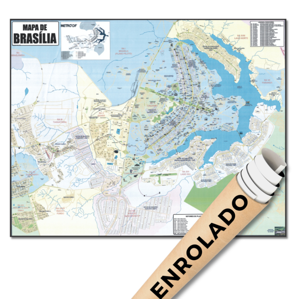 Mapa Cidade De Brasília Polico Rodoviario Politico Poster