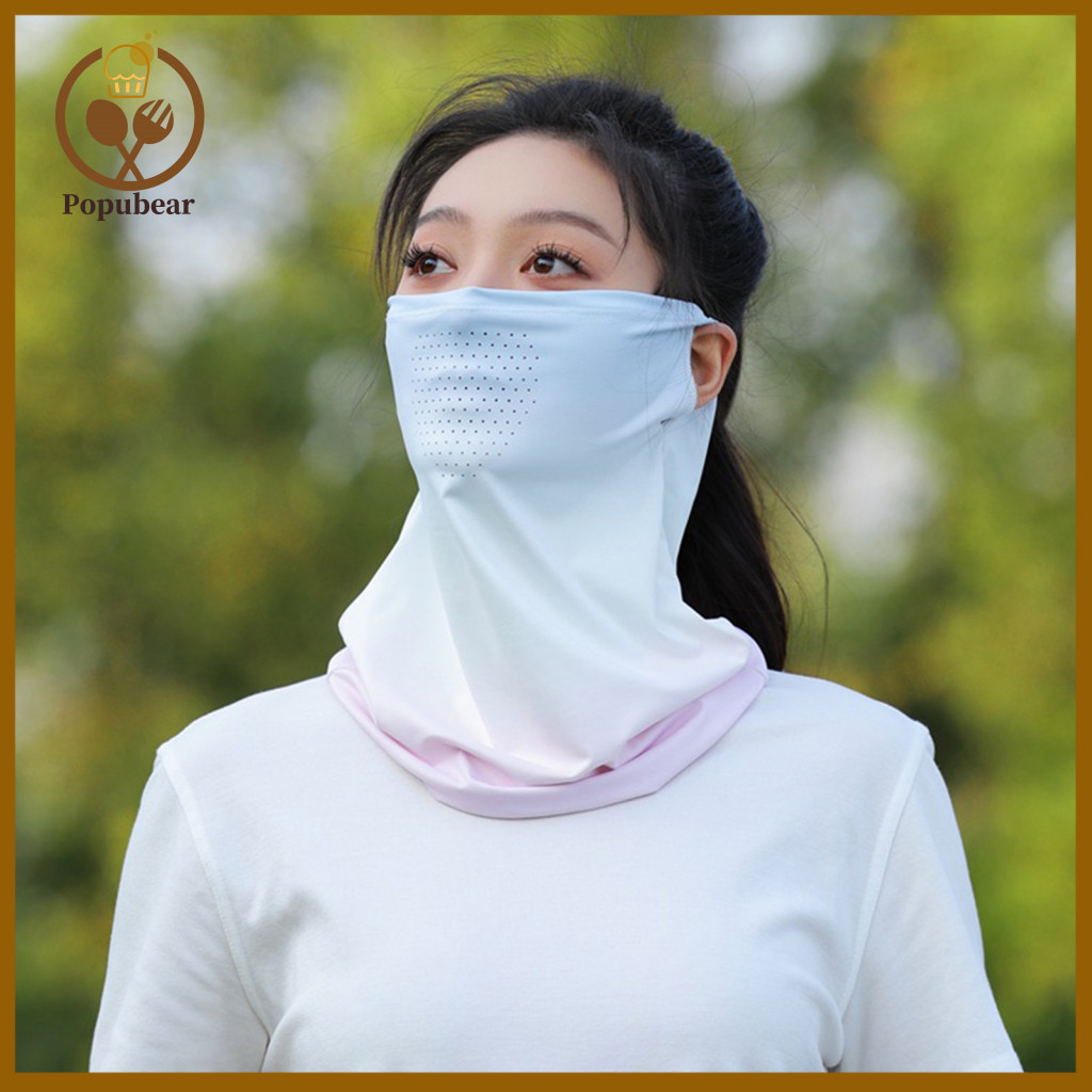 Face Guard Sun Protection Ice Silk Sunscreen Mask with Breathable Holes Uv Neck Clavicle Cover Gradient Color Shield for
