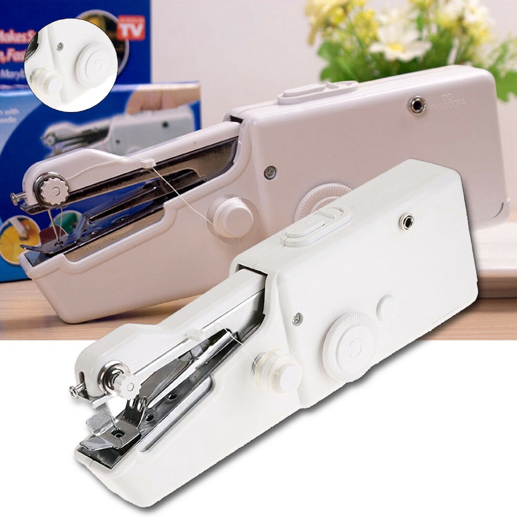 Mini portátil handheld máquinas de costura ponto acessível costurar costura sem fio roupas tecidos ponto elétrico conjunto diy