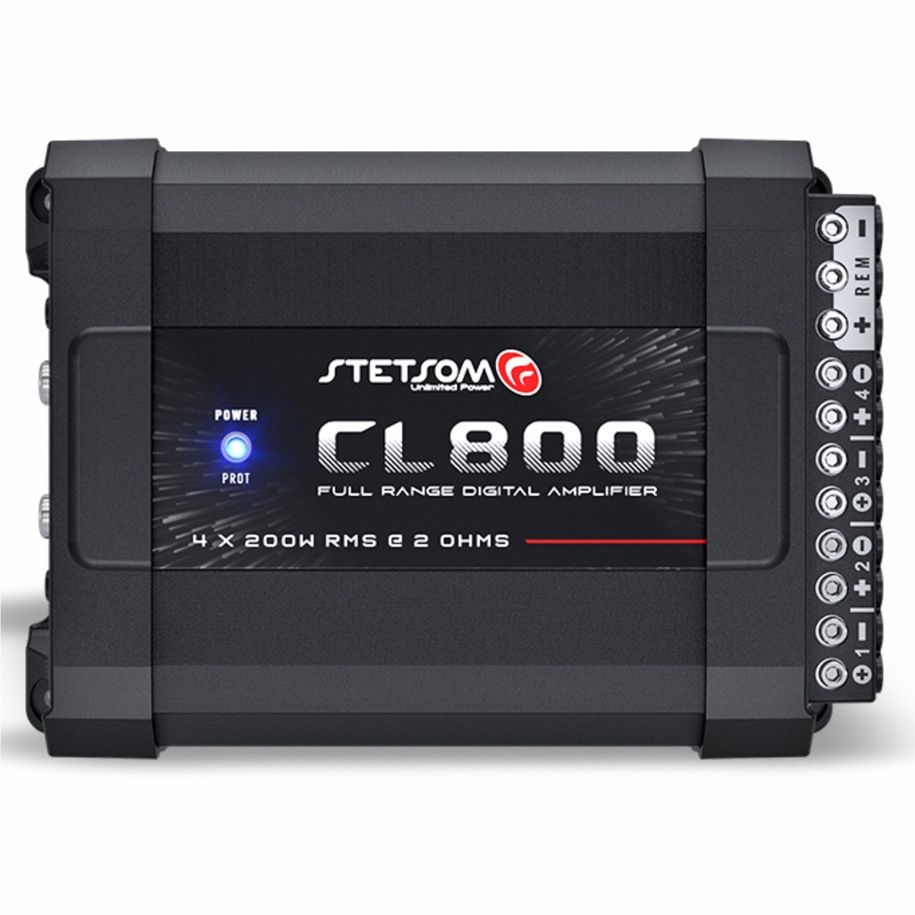 Módulo Stetsom Cl800 Amplificador Stereo Full Range 800w Rms Em 2 Ohms Dissipação Térmica 4 Canais