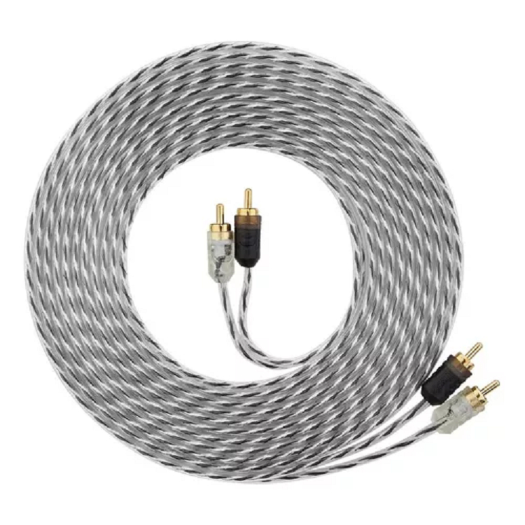 Cabo Rca Som Automotivo Taramps Injetado 5 Metros Stereo Mod Trançado Preto e Branco