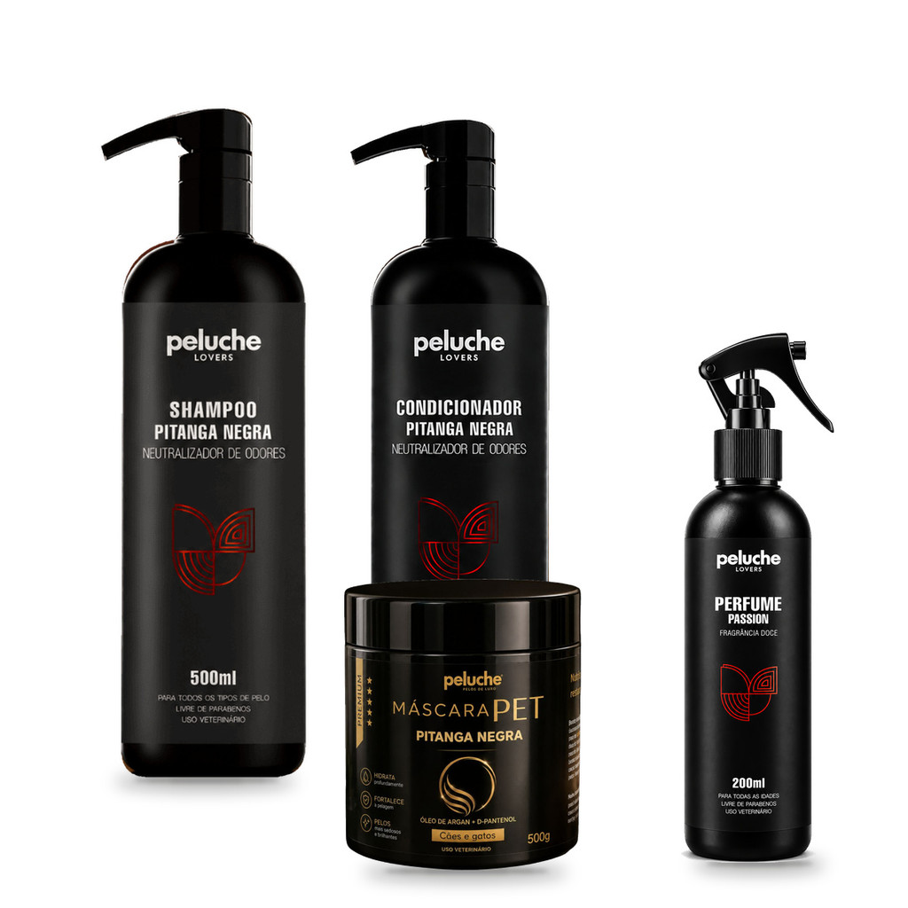 Kit Pitanga Negra Peluche Banho e Hidratação, Perfume Passion - 4 Itens