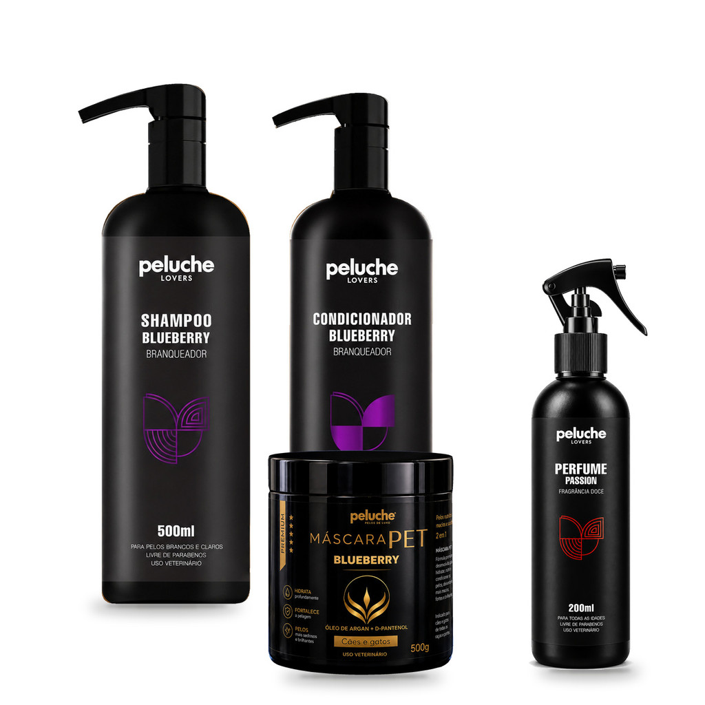 Kit Blueberry Peluche Banho e Hidratação, Perfume Passion - 4 Itens