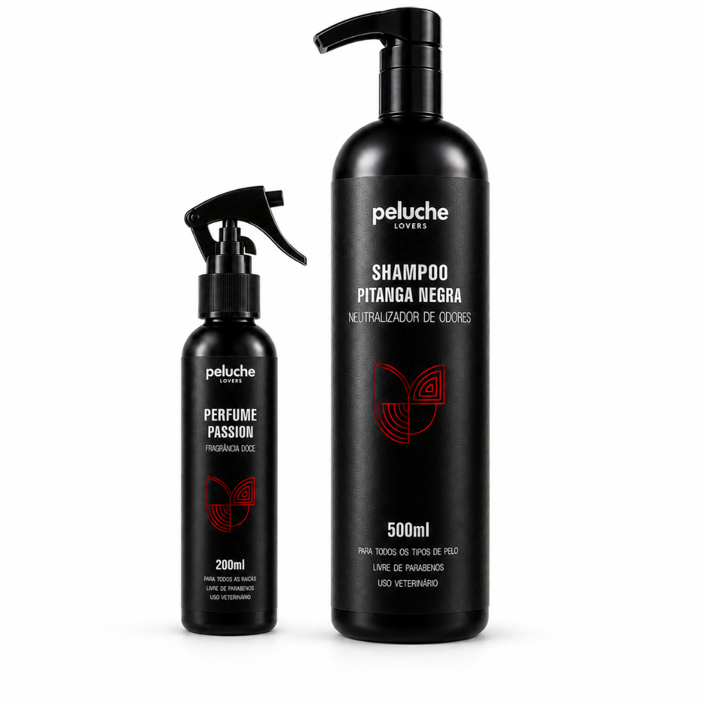 Shampoo para Cachorro Eliminador de Odores Perfume Passion Peluche Kit Banho Pet Cães Banho e Tosa