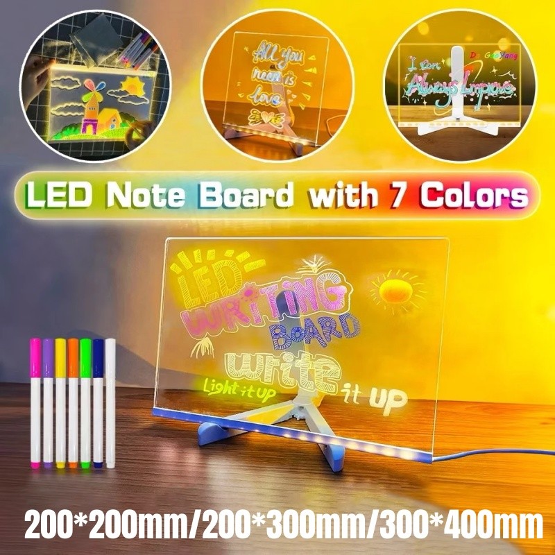 Quadro De Notas Luminoso LED Acrílico Para Balcão Hotel E Restaurante Painel De Avisos 5V USB