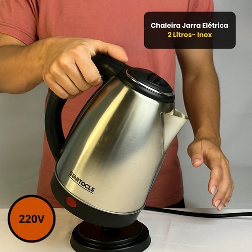 Chaleira Jarra Elétrica 2 Litros 220V Inox STARTOOLS 1500W Preta