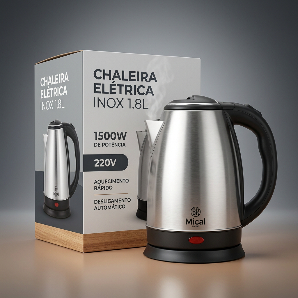 Chaleira Elétrica Inox 1,8L 1500W 220V Base 360° Ideal