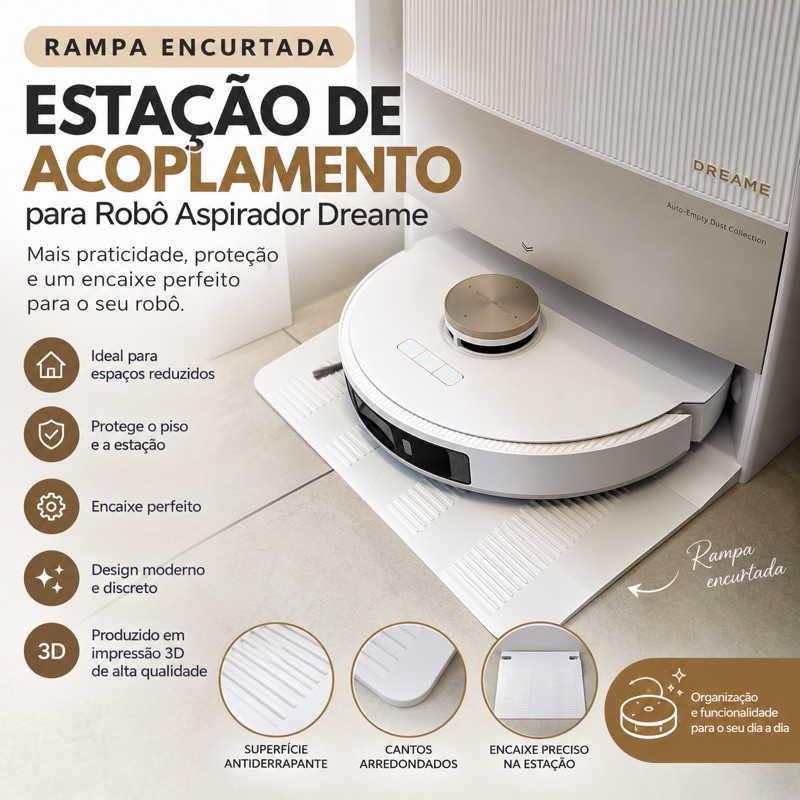 Rampa Encurtada para Estação de Acoplamento Robô Aspirador Dreame L10 L20