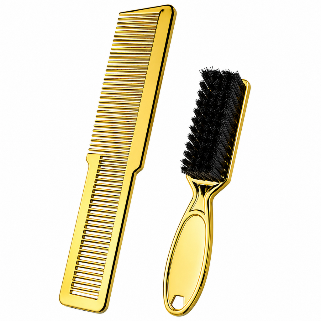 Kit Escovinha P/ Barba + Pente Corrido Cliper Comb Gold