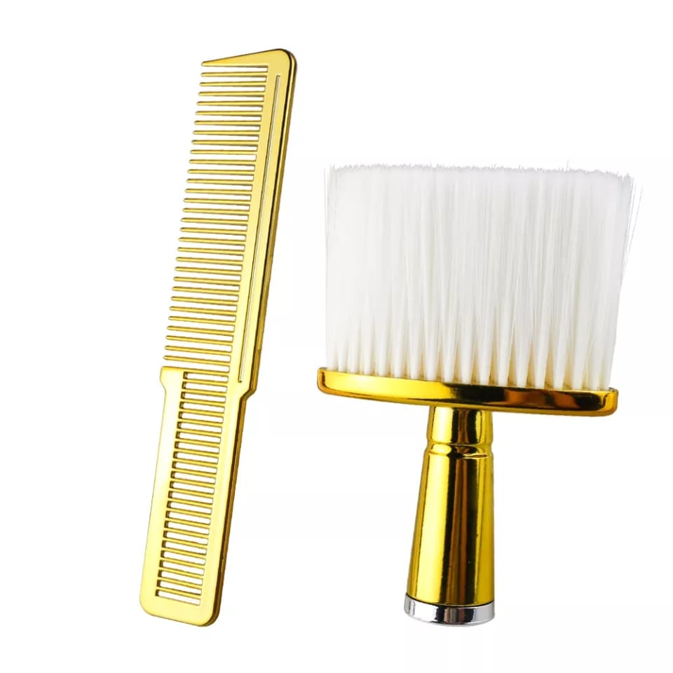Kit Espanador Dourado + Pente Corrido Clipper Comb