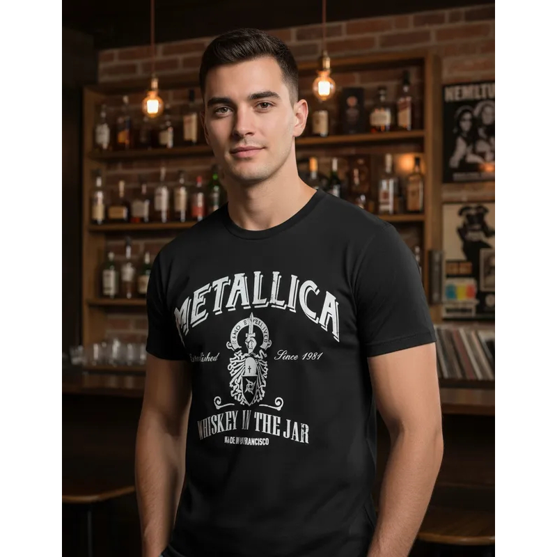 Camiseta Metallica Whiskey In The Jar Preta Garage Inc. Rock Thrash Metal BOR029 BOF5023