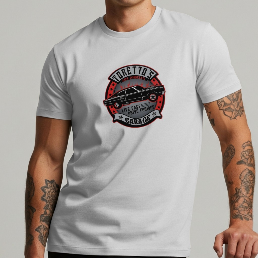 Camiseta Casual Masculina Toretto Velozes e Furiosos Garage Premium Automotivo Blusa Algodao