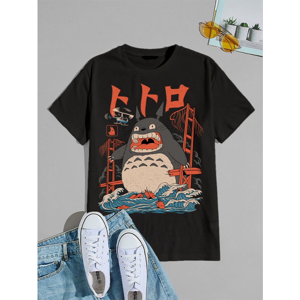 Camiseta, T-shirt Unissex Basica, 100% Algodão, Anime, Studio Ghibli, Totoro, Vintage Poster P ao GG