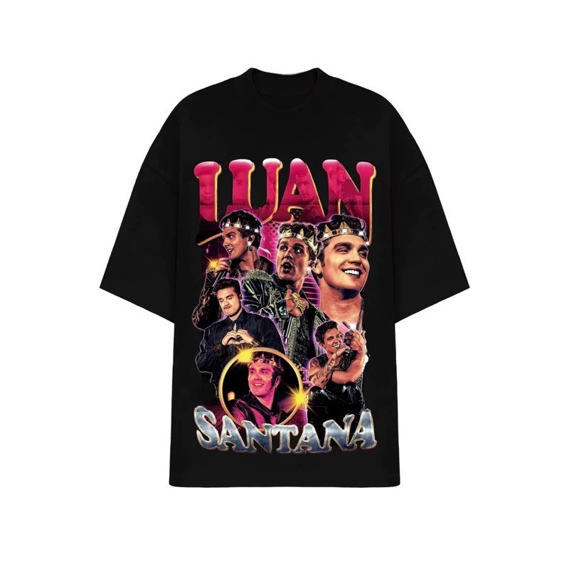 Camiseta Camisa Estilo Poster Luan Santana Premium Pink Unissex 100% Algodão