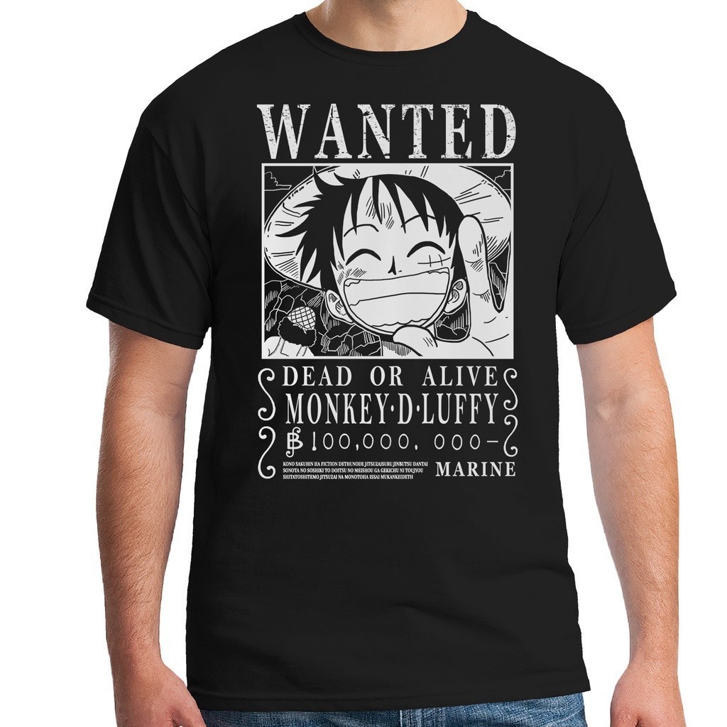 Camiseta Masculina Estampa One Piece Cartaz de Procurado Luffy - Camisa 100% Algodão - Envio Imediato - Spyke Shop