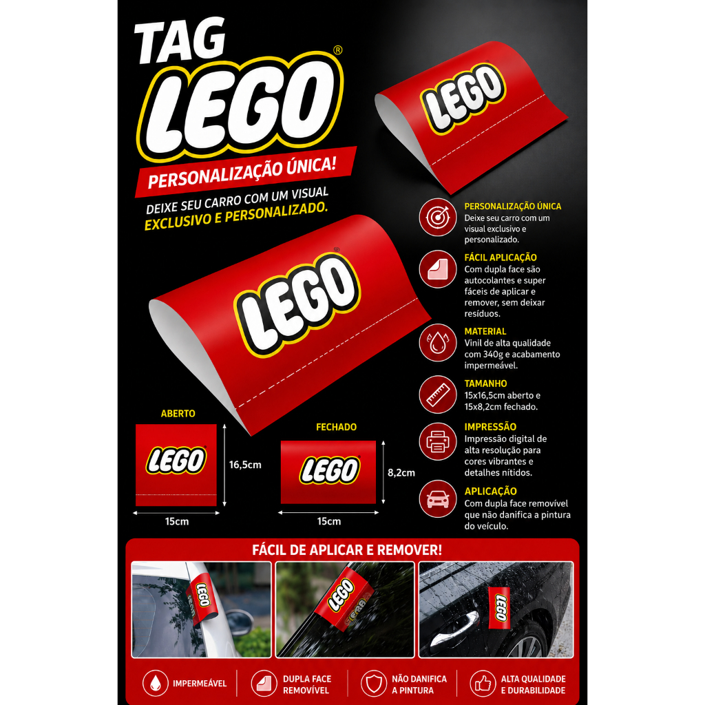 Rótulos de Lavagem Etiqueta Tag Carro Lego Sticker Tag Personalizado Adesivo Car Wash Autocolante de Lavagem TikT0k